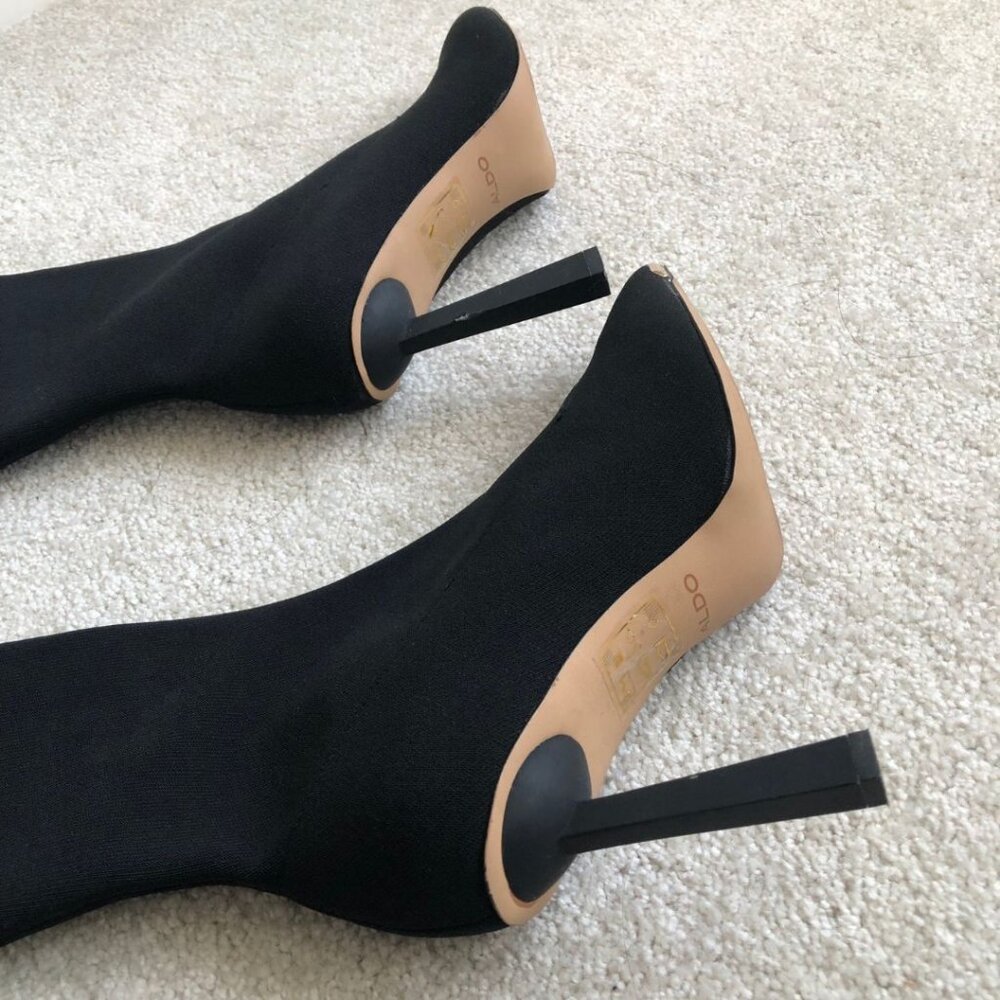 Like New - Aldo Crulla Over-The-Knee Boots In Black Stretch Knit Size 7 - Picture 6 of 16